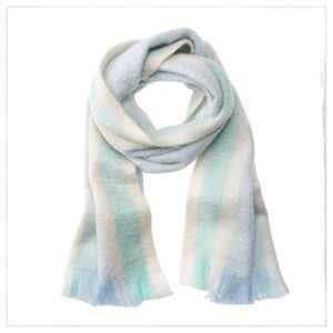 NWT Free People Sky Blue Brushed Stripe Blanket Scarf